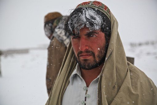 アフガニー, 男, 肖像画, 人, 冷, 冬, 戦争, 冷たい, 雪片
