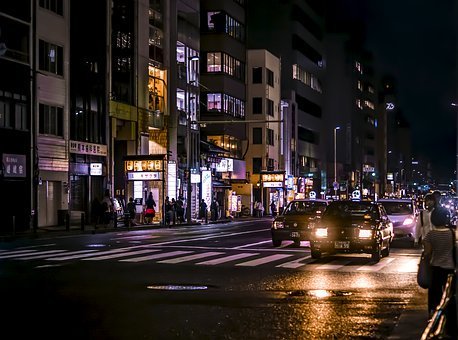 京都, 日本, 泊, アジア, 市, 通り, 写真, サイバー パンク, 光